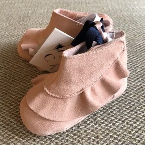 Pink Suede Baby Booties 3-6mo